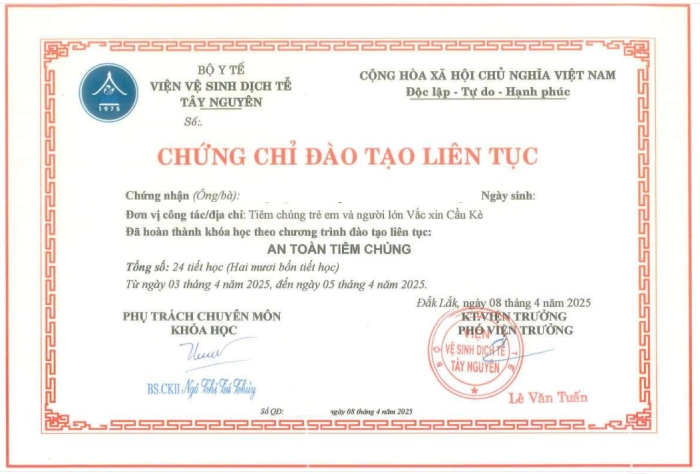 Chứng Chỉ Tiêm Chủng