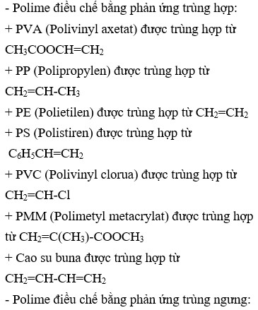 Chất Nào Sau đây Trùng Hợp Tạo Thành Pvc